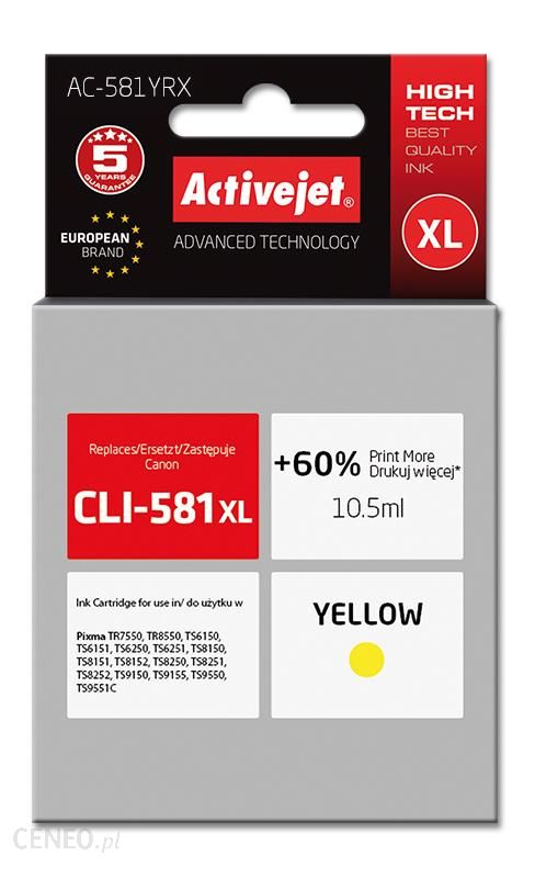 Activejet AC-581YRX zamiennik Canon CLI-581XL Premium 10.5Ml żółty