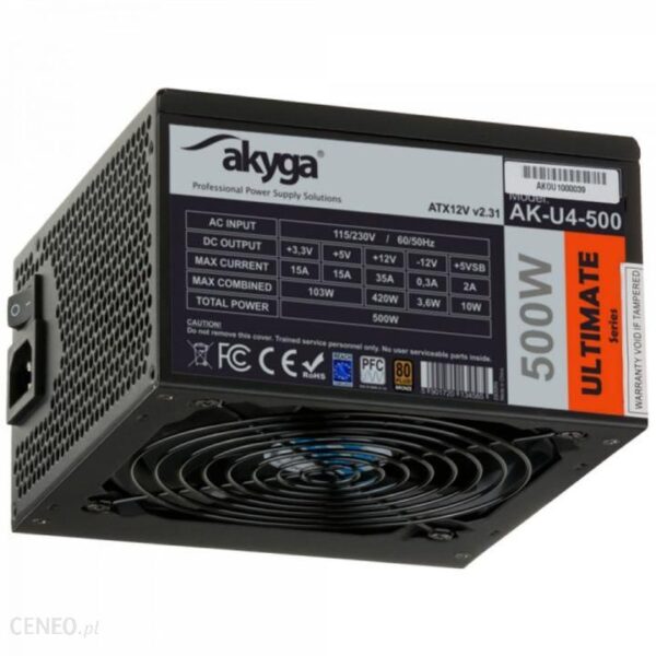 Akyga 500W 80+ FAN 12cm (AK-U4-500)