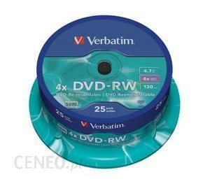 DVD-RW Verbatim 4x 4.7GB (Cake 25) MATT SILVER Verbatim 43639