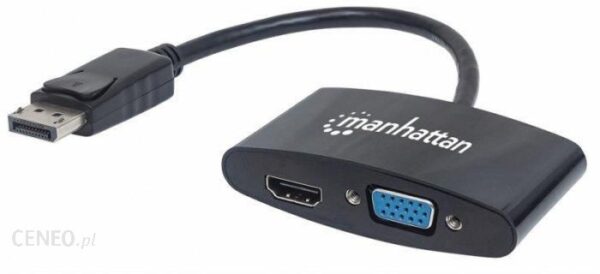 Manhattan Konwerter adapter DisplayPort DP na HDMI/VGA M/F pasywny czarny (152587)