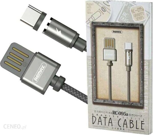 Remax USB magnetyczny RC-095a USB-C 1m 2.1A dwustronny szary