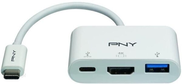 Adapter USB PNY Technologies USB-C - USB-A + HDMI + USB-C Biały (A-TC-UA30HDTC-W01-RB)