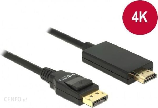Delock DisplayPort - HDMI 1m Czarny (85316)