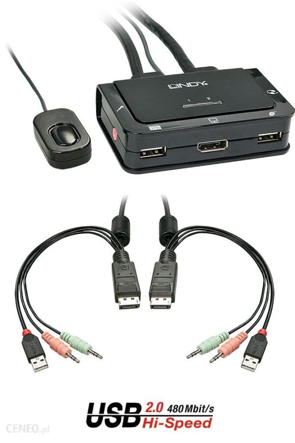Lindy 2-Port Switch KVM - DisplayPort USB 2.0 Audio (LY42343)