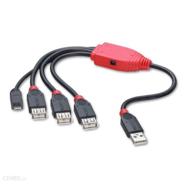 Lindy 42704 Rozdzielacz 4-portowy USB 2.0 + Micro USB B