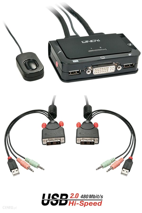 Lindy Lindy 42341 - Przełącznik (Switch) KVM DVI + audio + USB Polska Gwarancja