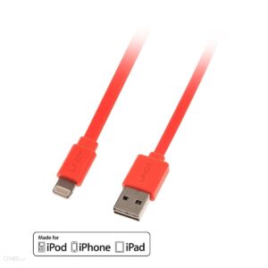 Lindy USB Lightning płaski 1m Czerwony (31394)