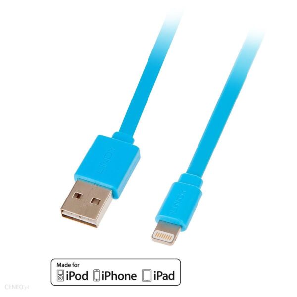 Lindy USB Lightning płaski 1m Niebieski (31391)