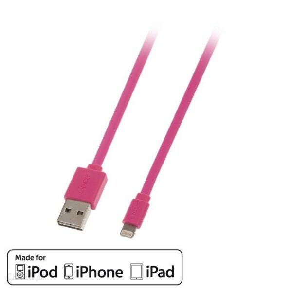 Lindy USB Lightning płaski 1m Różowy (31395)