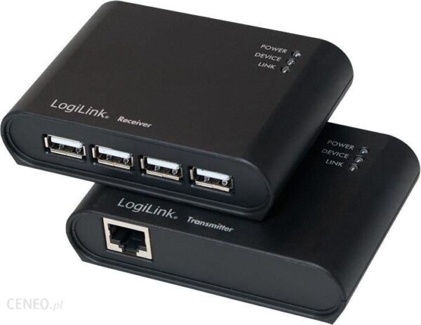 LogiLink Extender z wbudowanym 4-portowym hubem USB 2.0 i zasilaczem (UA0230)