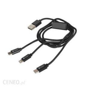Natec Kabel Extreme Media micro USB/USB-C/Lightning 1m Czarny (NKA1202)